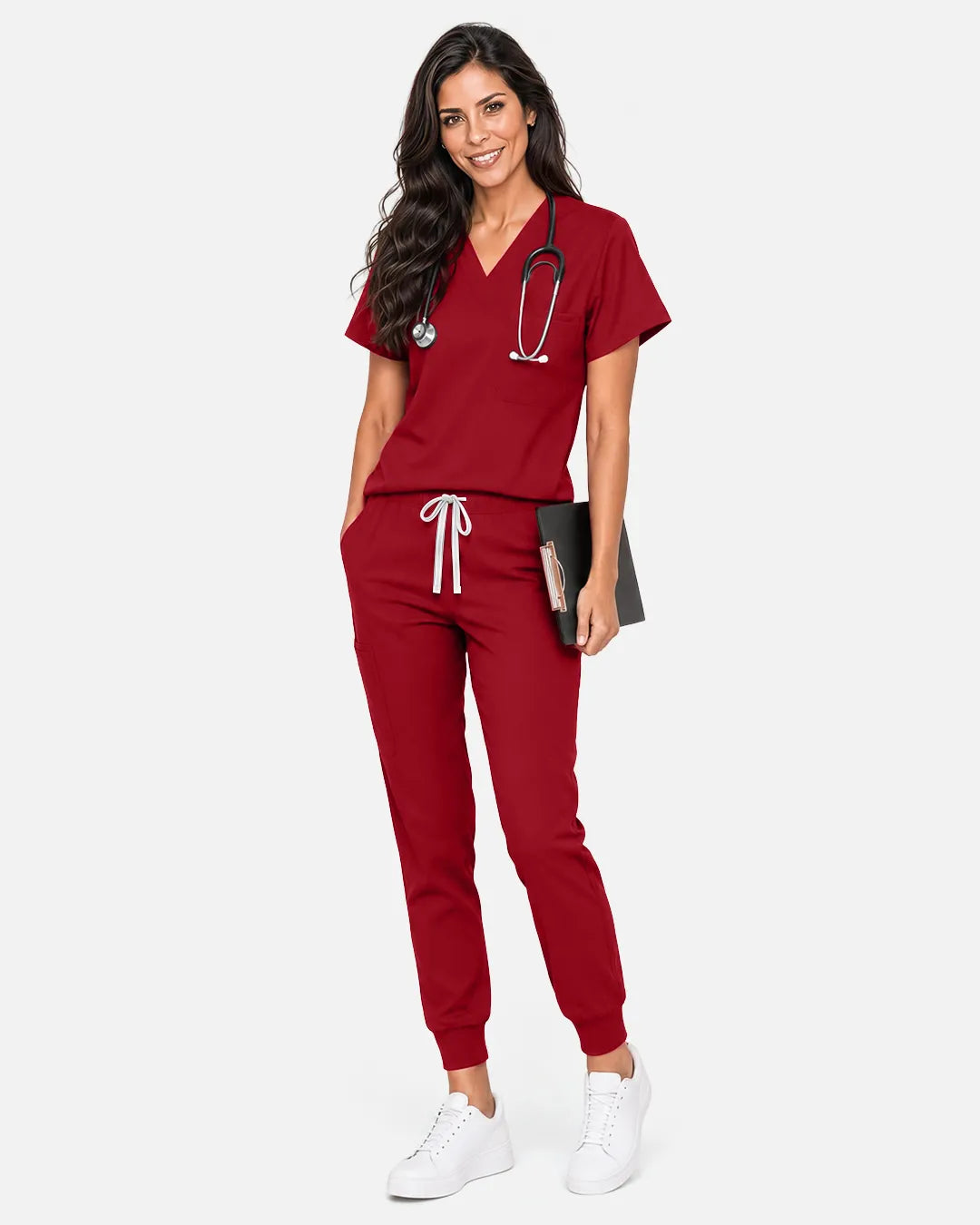 Wine Red Eipnare Women's Classic Jogger Scrub Pants - Stretch Medical Scrubs for Women