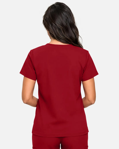 Wine Red Eipnare Women's Classic V-Neck Scrub Top - Stretch Medical Scrubs for Women