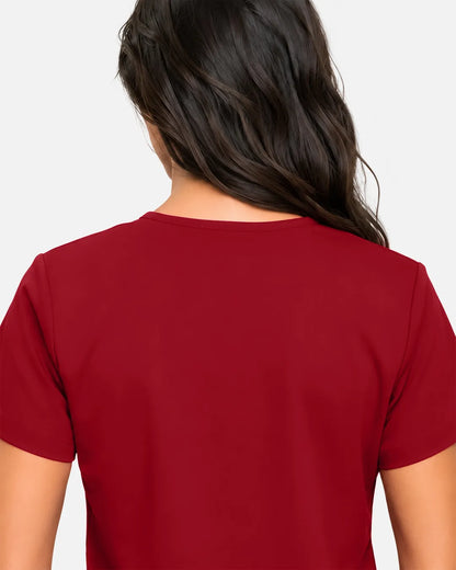 Wine Red Eipnare Women's Classic V-Neck Scrub Top - Stretch Medical Scrubs for Women