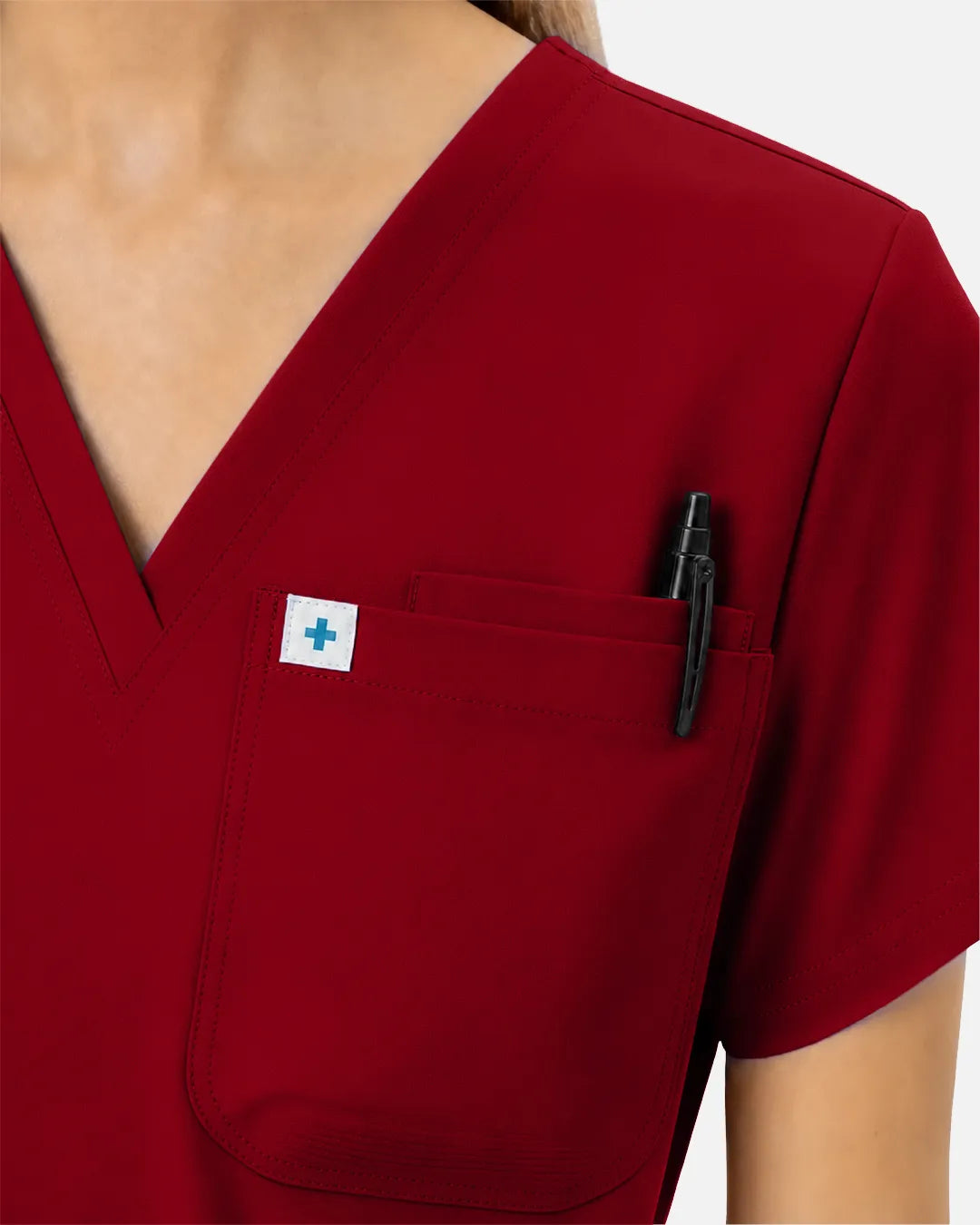 Wine Red Eipnare Women's Classic V-Neck Scrub Top - Stretch Medical Scrubs for Women