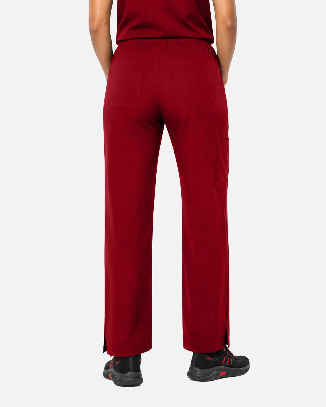 Wine Red Eipnare Women's Woven Straight-Leg Scrub Pants - Stretch Medical Scrubs for Women