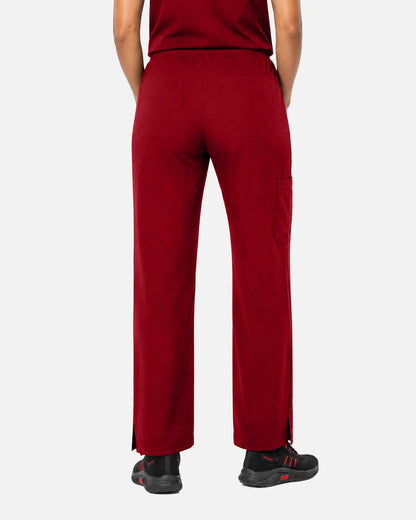 Wine Red Eipnare Women's Woven Straight-Leg Scrub Pants - Stretch Medical Scrubs for Women