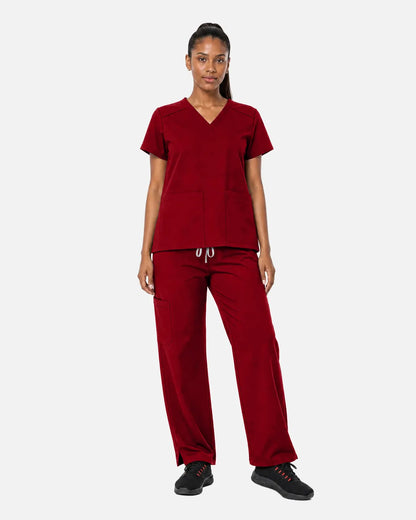 Wine Red Eipnare Women's Woven Straight-Leg Scrub Pants - Stretch Medical Scrubs for Women