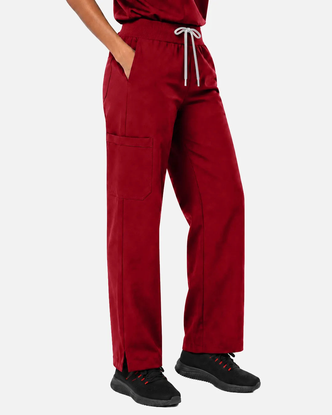 Wine Red Eipnare Women's Woven Straight-Leg Scrub Pants - Stretch Medical Scrubs for Women