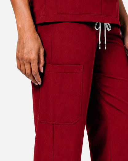 Wine Red Eipnare Women's Woven Straight-Leg Scrub Pants - Stretch Medical Scrubs for Women