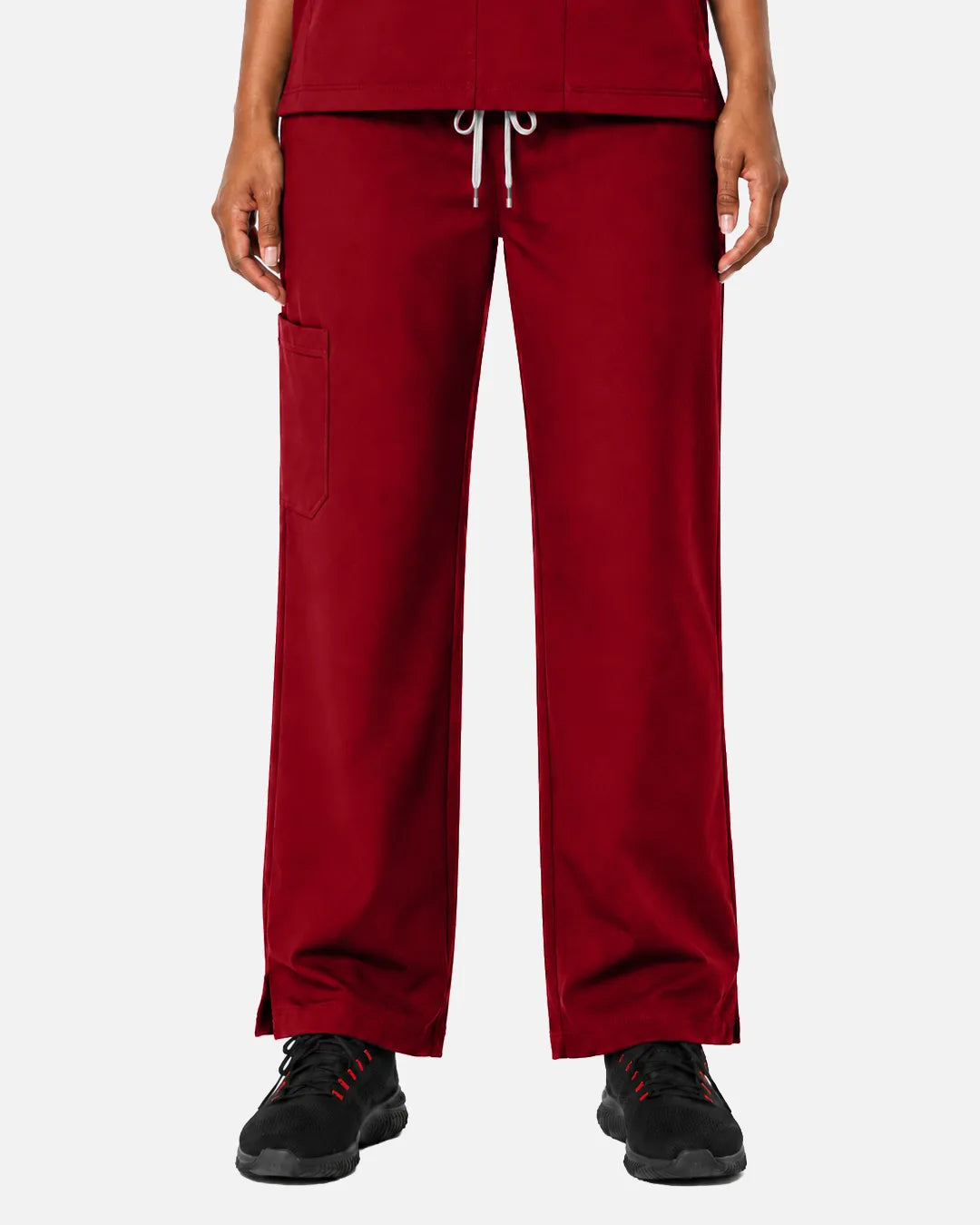Wine Red Eipnare Women's Woven Straight-Leg Scrub Pants - Stretch Medical Scrubs for Women