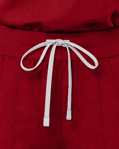 Wine Red Eipnare Women's Woven Straight-Leg Scrub Pants - Stretch Medical Scrubs for Women