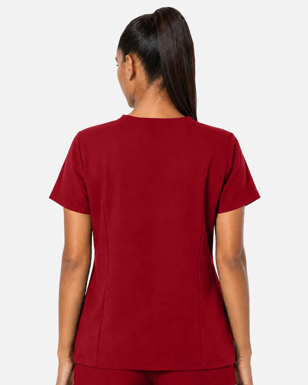 Wine Red Eipnare Women's Woven V-Neck Scrub Top - Stretch Medical Scrubs for Women