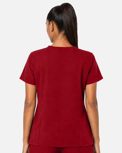 Wine Red Eipnare Women's Woven V-Neck Scrub Top - Stretch Medical Scrubs for Women