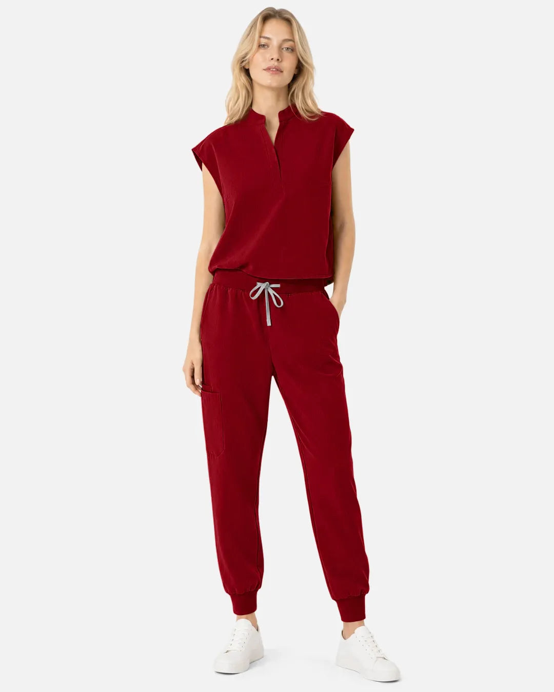 Wine Red Eipnare Women's Tapered Jogger Scrub Pants - Stretch Medical Scrubs for Women