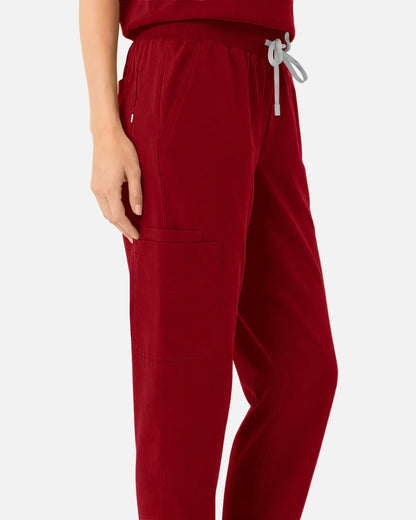 Wine Red Eipnare Women's Tapered Jogger Scrub Pants - Stretch Medical Scrubs for Women