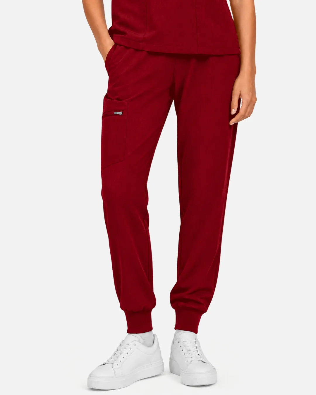 Wine Red Eipnare Women's Multi-Pocket Jogger Scrub Pants - Stretch Medical Scrubs for Women