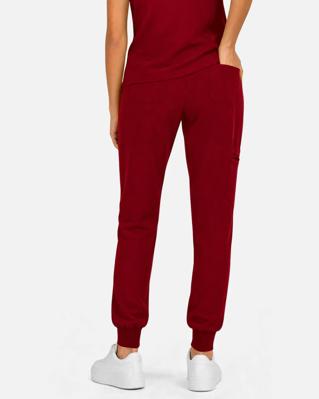 Wine Red Eipnare Women's Multi-Pocket Jogger Scrub Pants - Stretch Medical Scrubs for Women