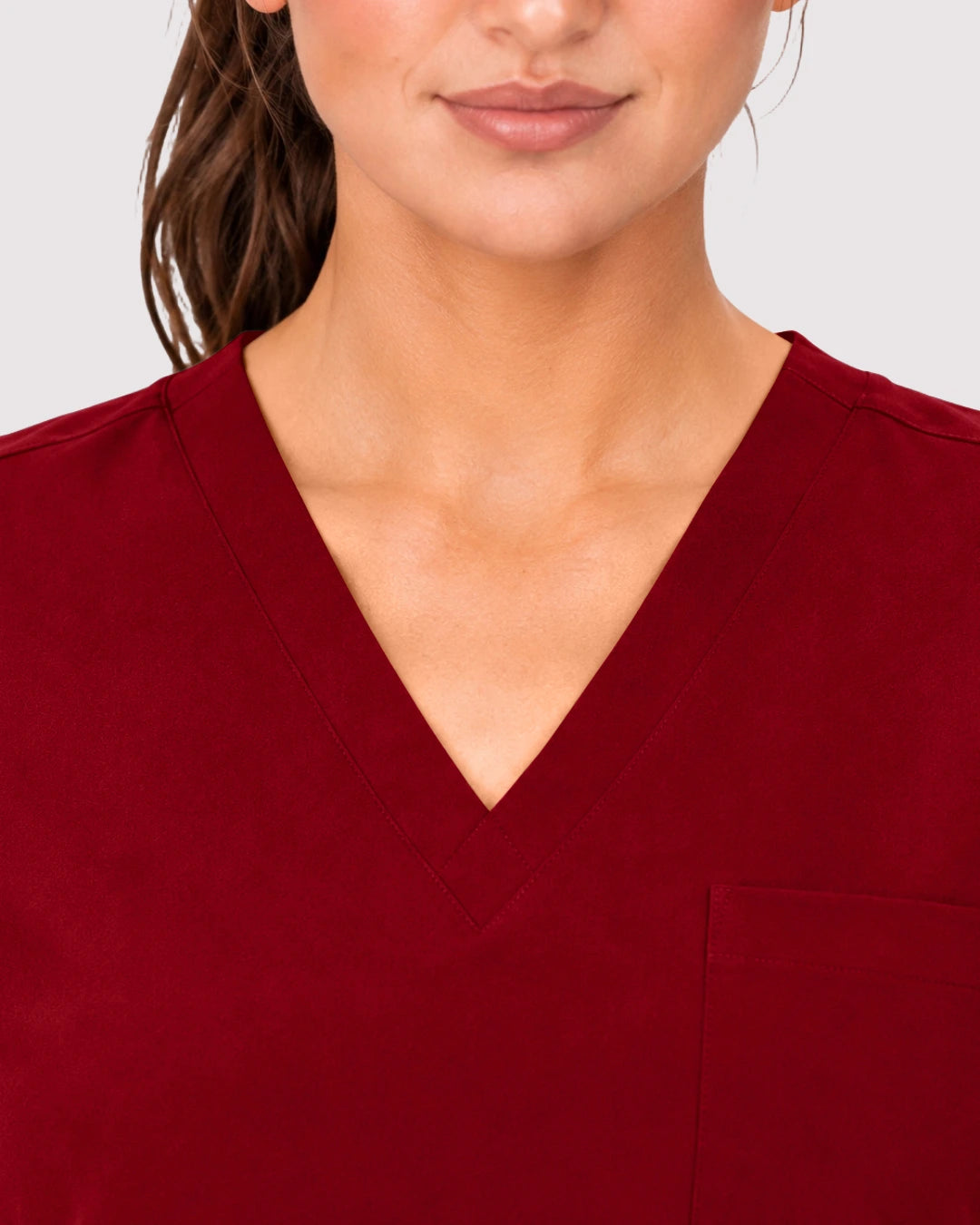 Wine Red Eipnare Women's 3-Pocket V-Neck Jogger Scrub Set - Stretch Medical Scrubs for Women