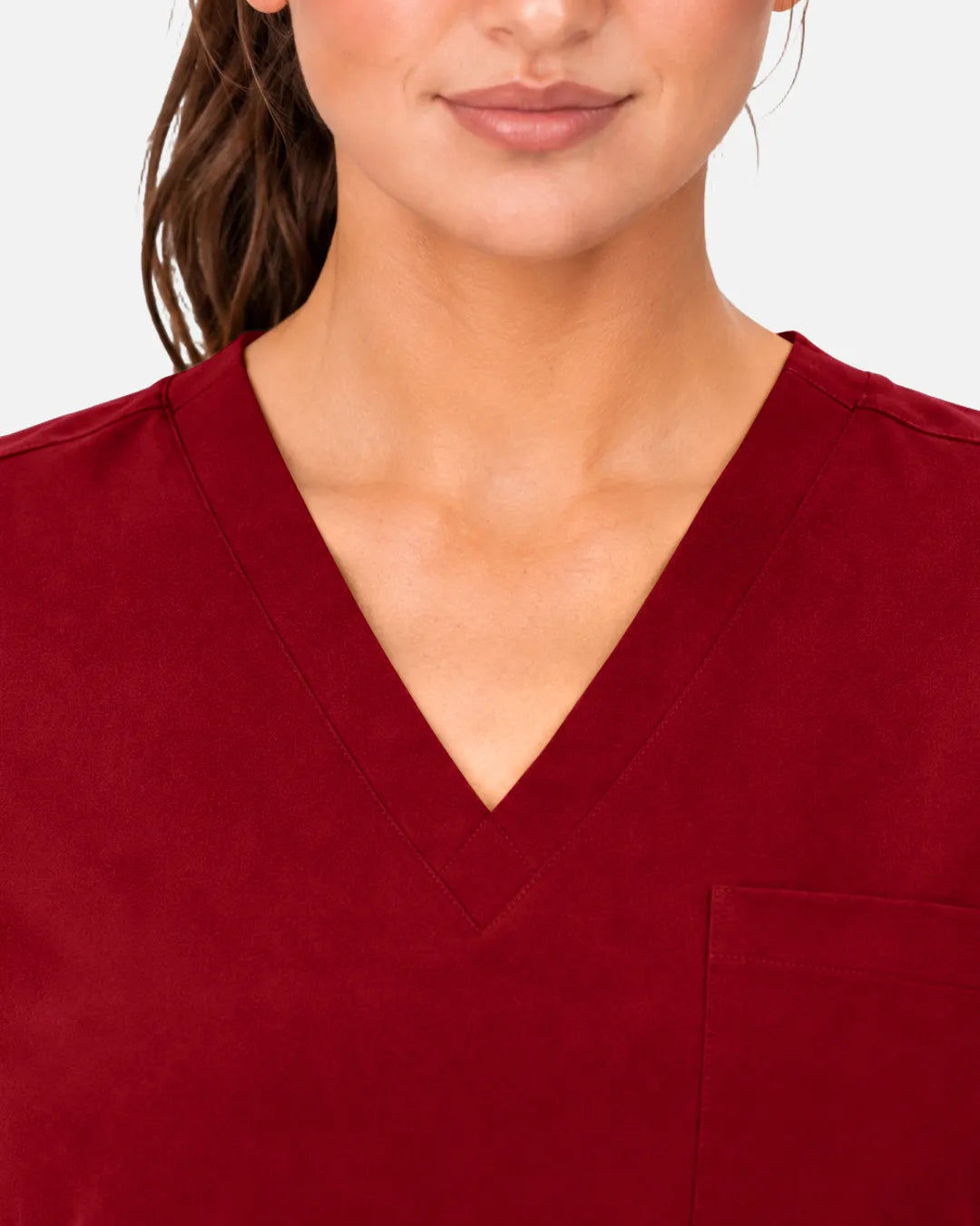Wine Red Eipnare Women's 3-Pocket V-Neck Scrub Top - Stretch Medical Scrubs for Women