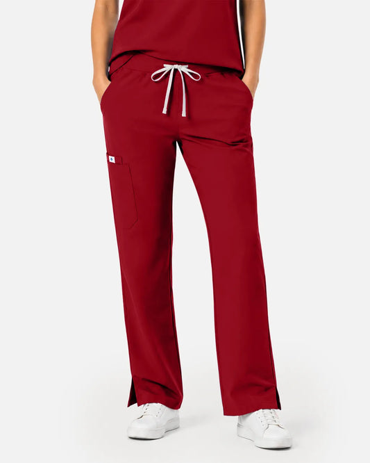Wine Red Eipnare Women's Straight-Leg Cargo Scrub Pants - Stretch Medical Scrubs for Women