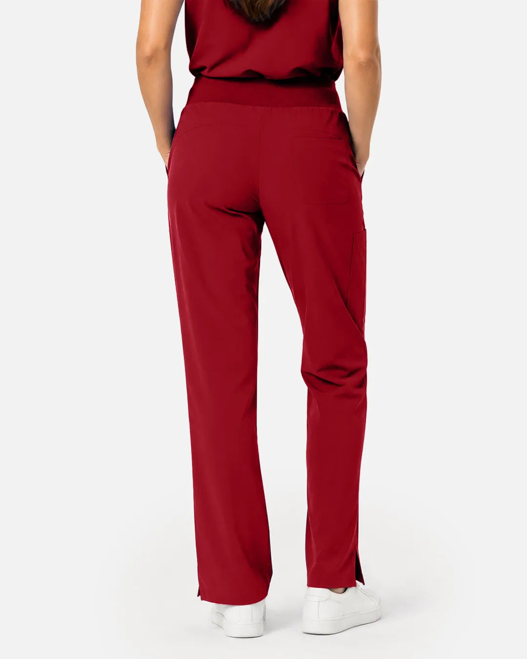 Wine Red Eipnare Women's Straight-Leg Cargo Scrub Pants - Stretch Medical Scrubs for Women