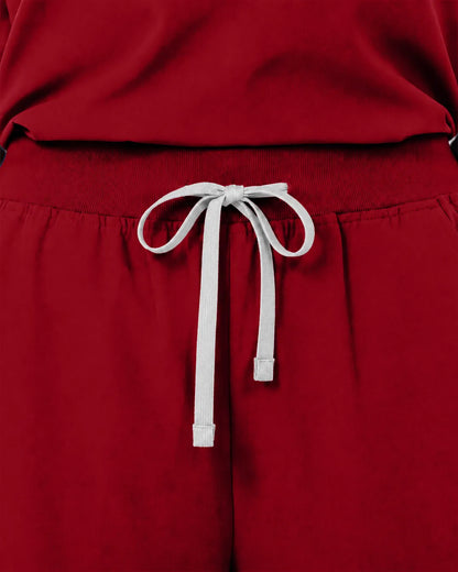 Wine Red Eipnare Women's Straight-Leg Cargo Scrub Pants - Stretch Medical Scrubs for Women