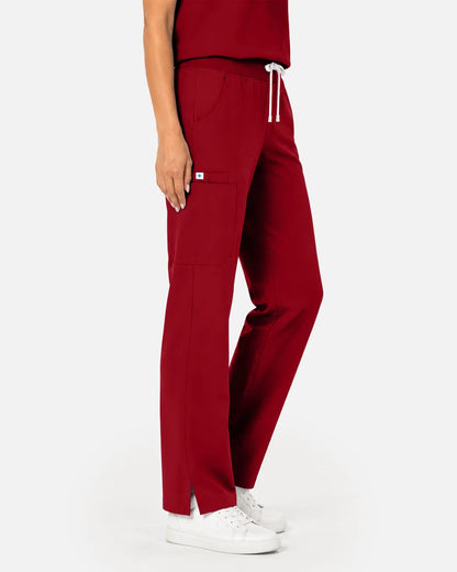 Wine Red Eipnare Women's Straight-Leg Cargo Scrub Pants - Stretch Medical Scrubs for Women