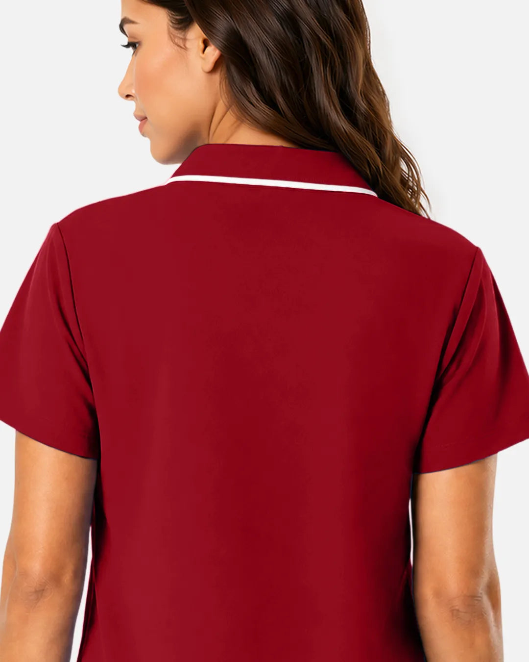 Wine Red Eipnare Women's Polo-Collar Medical Scrub Top - Stretch Medical Scrubs for Women