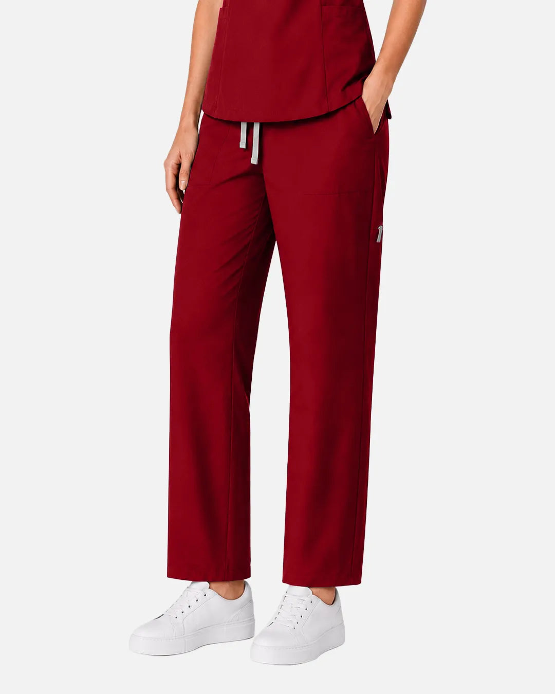 Wine Red Eipnare Women's Slim Fit Tapered Cargo Scrub Pants - Stretch Medical Scrubs for Women