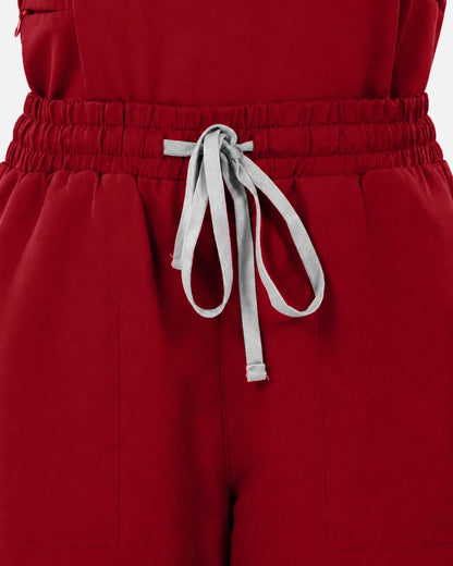 Wine Red Eipnare Women's Slim Fit Tapered Cargo Scrub Pants - Stretch Medical Scrubs for Women