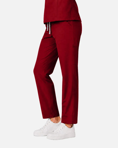 Wine Red Eipnare Women's Slim Fit Tapered Cargo Scrub Pants - Stretch Medical Scrubs for Women