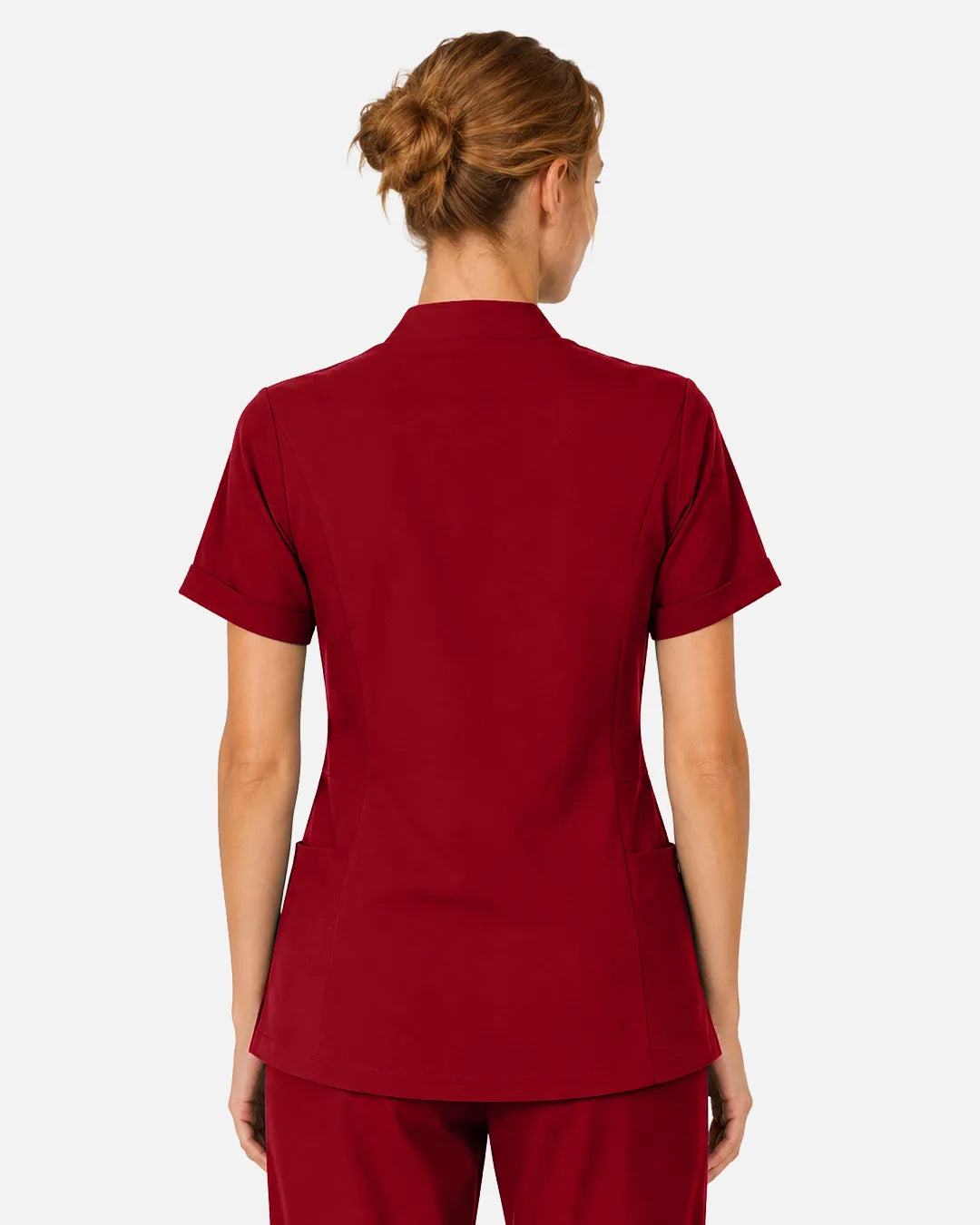 Wine Red Eipnare Women's Split V-Neck Scrub Top - Stretch Medical Scrubs for Women
