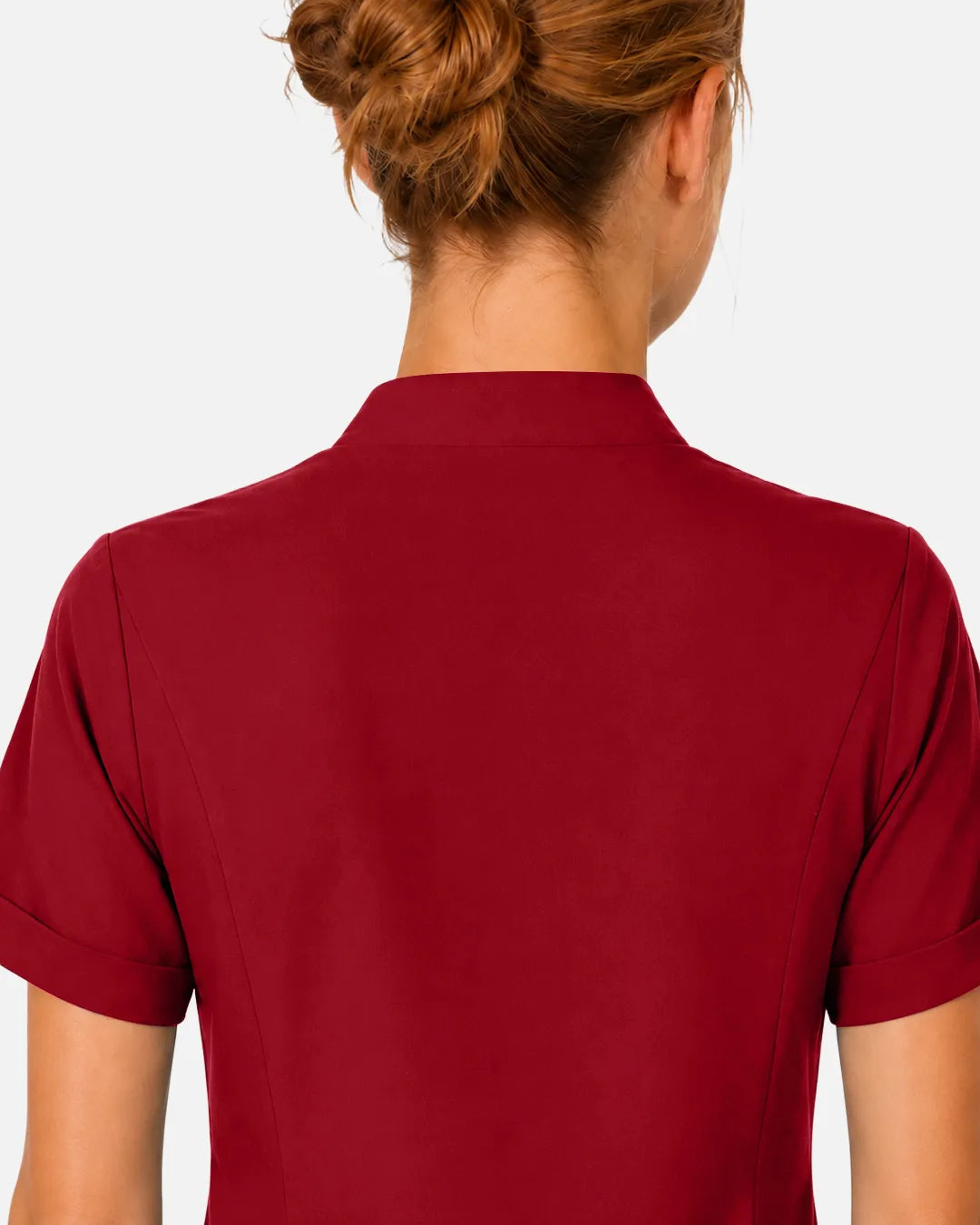Wine Red Eipnare Women's Split V-Neck Scrub Top - Stretch Medical Scrubs for Women