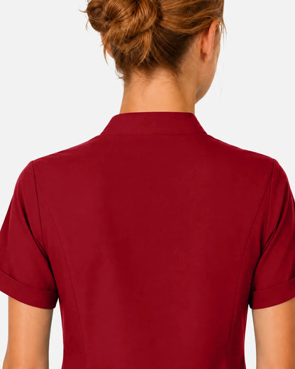 Wine Red Eipnare Women's Split V-Neck Scrub Top - Stretch Medical Scrubs for Women
