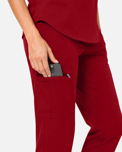Wine Red Eipnare Women's Cargo Jogger Scrub Pants - Stretch Medical Scrubs for Women