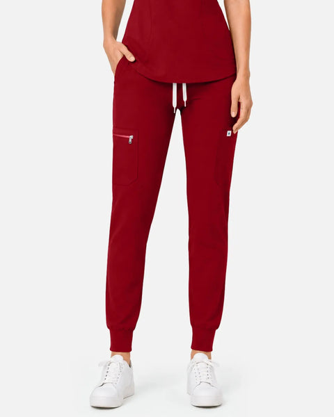 Eipnare Women's Cargo Jogger Uniform Pants - Wine Red