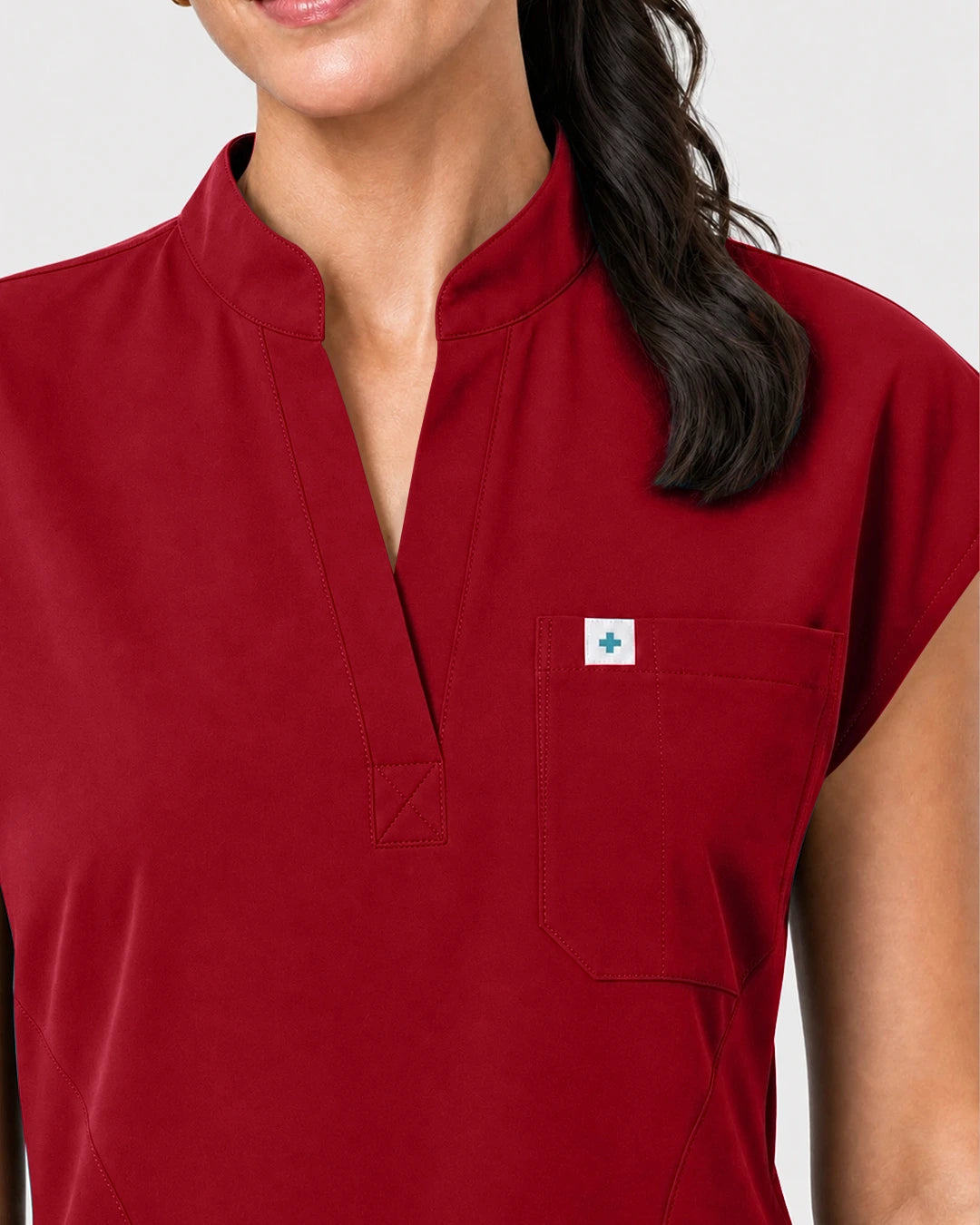 Wine Red Eipnare Women's Henley Sleeveless Jogger Scrub Set - Stretch Medical Scrubs for Women
