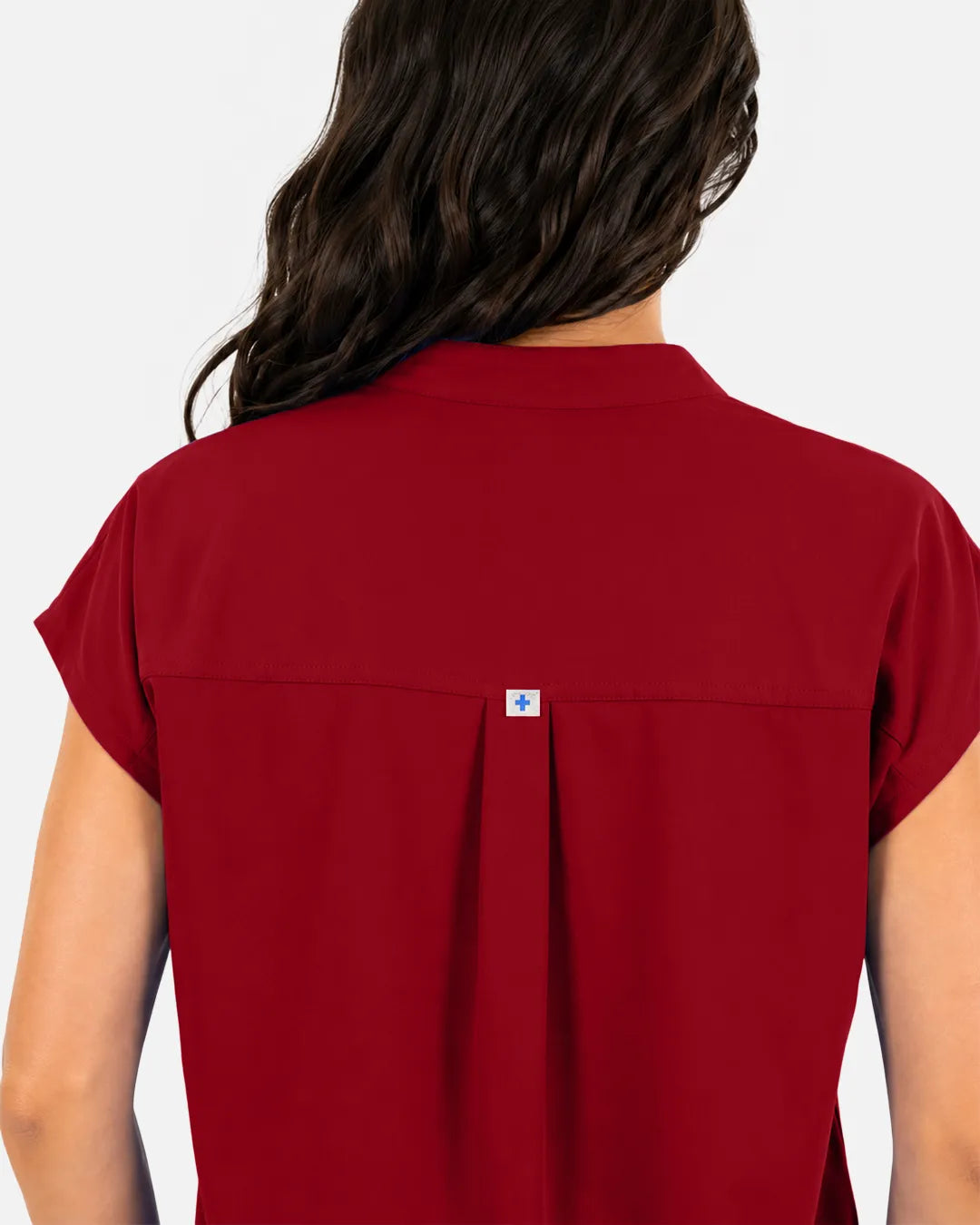 Wine Red Eipnare Women's Sleeveless Mandarin Collar Scrub Top - Stretch Medical Scrubs for Women