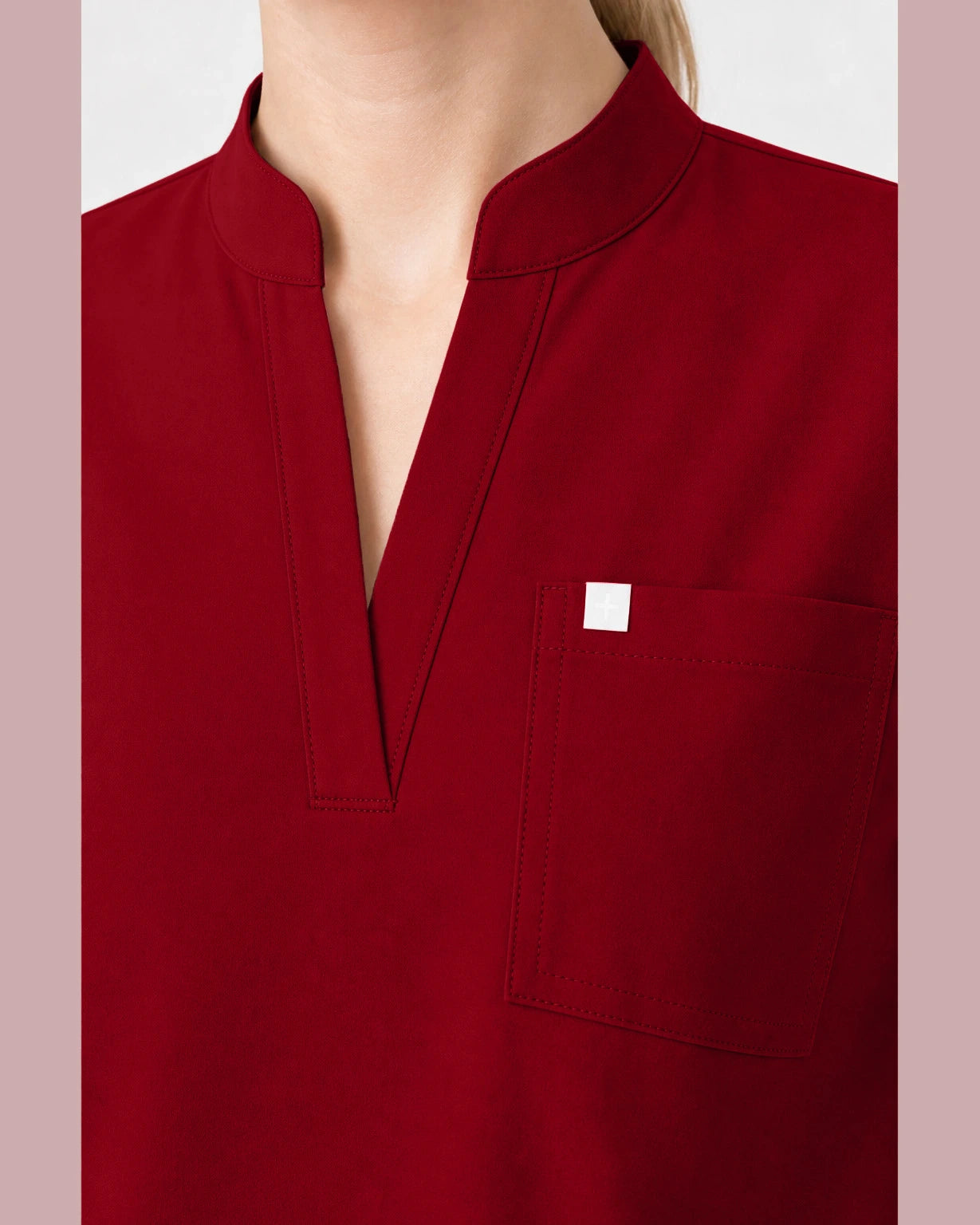 Wine Red Eipnare Women's Henley Sleeveless Straight-Leg Scrub Set - Stretch Medical Scrubs for Women