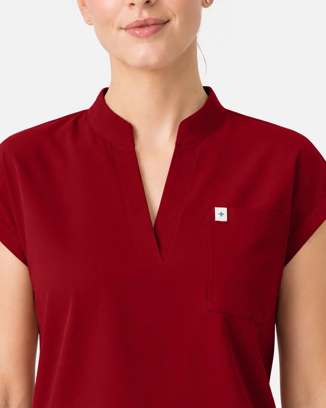 Wine Red Eipnare Women's Henley Sleeveless Straight-Leg Scrub Set - Stretch Medical Scrubs for Women