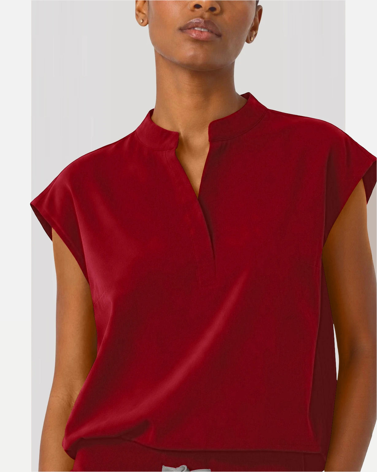 Wine Red – Eipnare Women's Sleeveless Mandarin Collar Jogger Uniform Set – product image 08