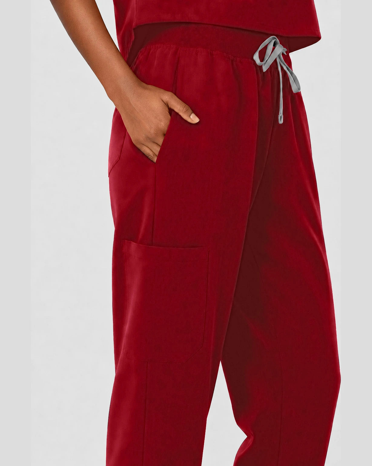 Wine Red Eipnare Women's Sleeveless Mandarin Collar Jogger Scrub Set - Stretch Medical Scrubs for Women