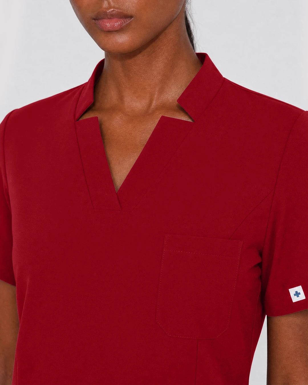 Wine Red Eipnare Women's Split V-Neck Cargo Jogger Scrub Set - Stretch Medical Scrubs for Women